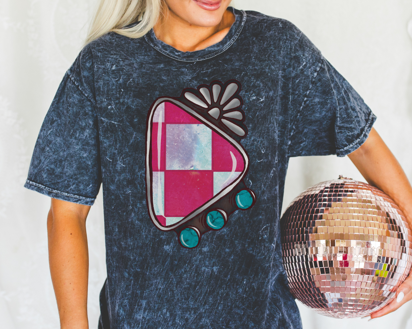 Pink Checkered Jewel tee