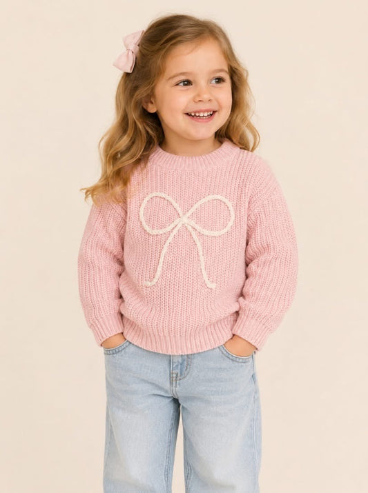 PREORDER-Oversized Sweater Embroidered Bow