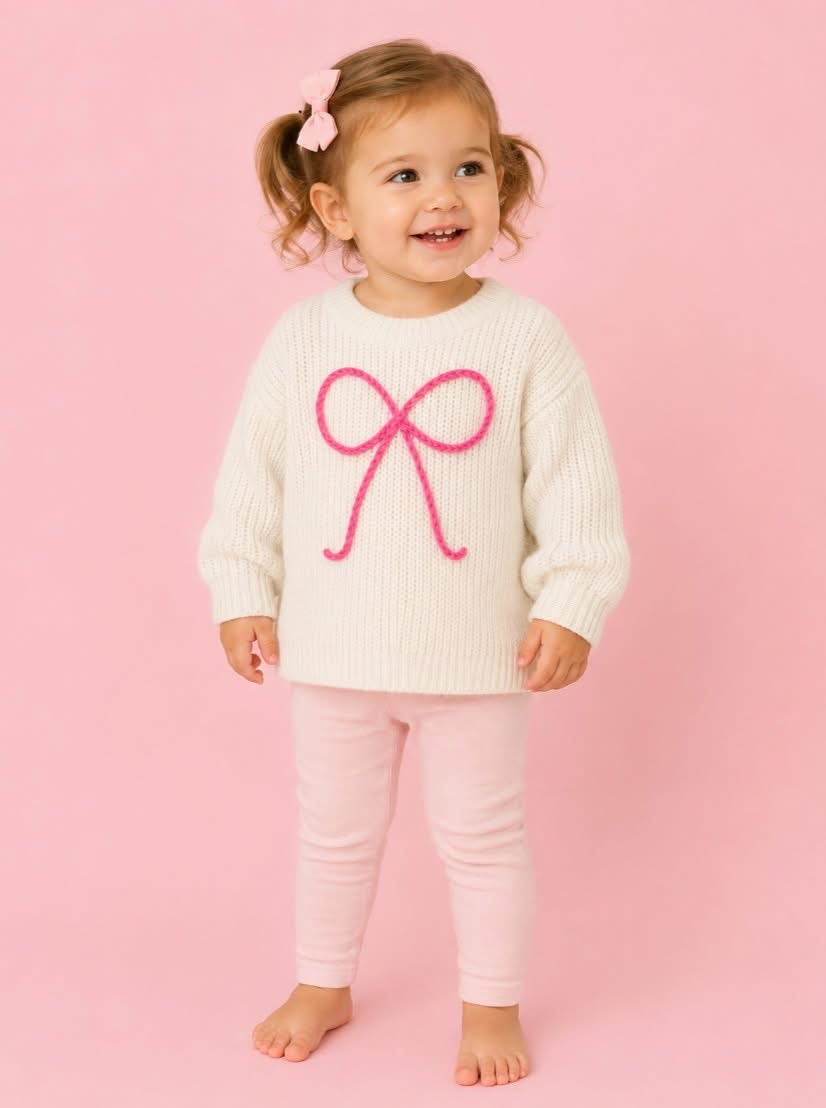 PREORDER-Oversized Sweater Embroidered Bow