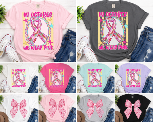 In October /Bow/tackle cancer/floral