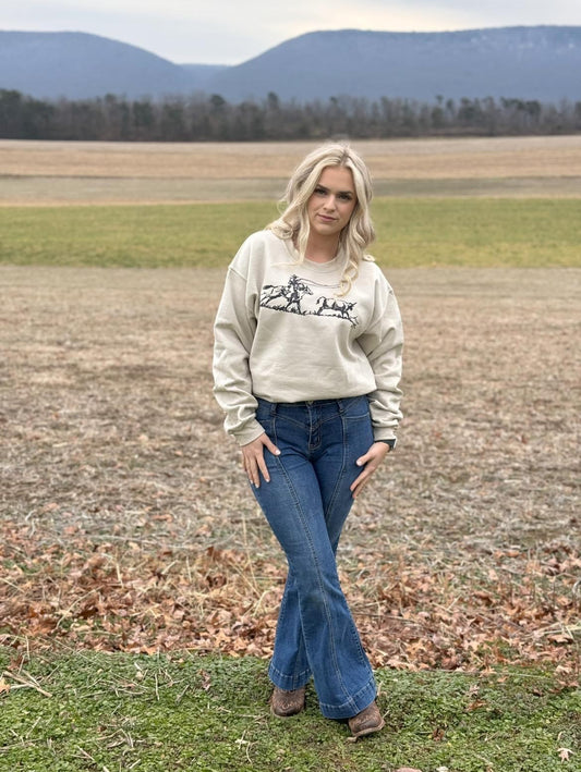 Calf Roping Fleece Crewneck