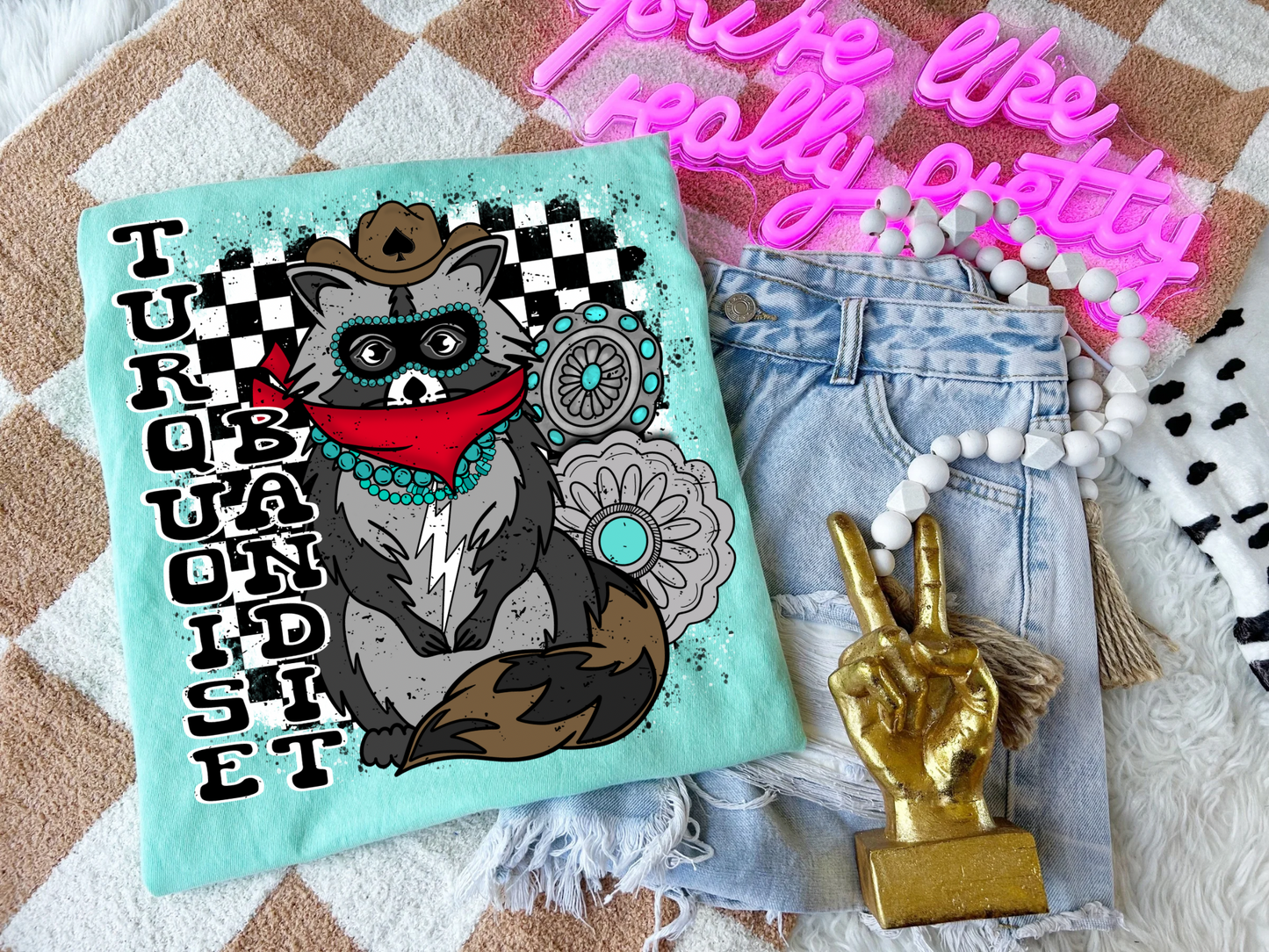 Turquoise Bandit Tee