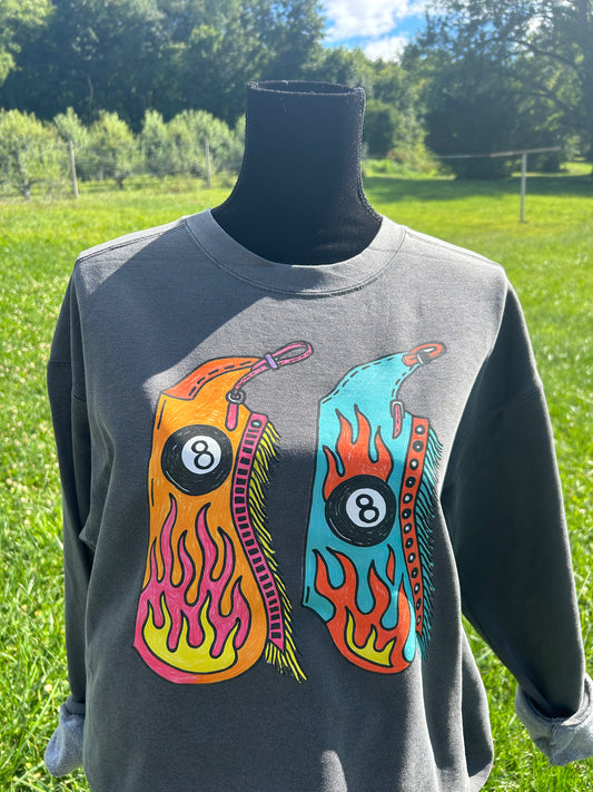 Flaming Eight ball  crewneck CC