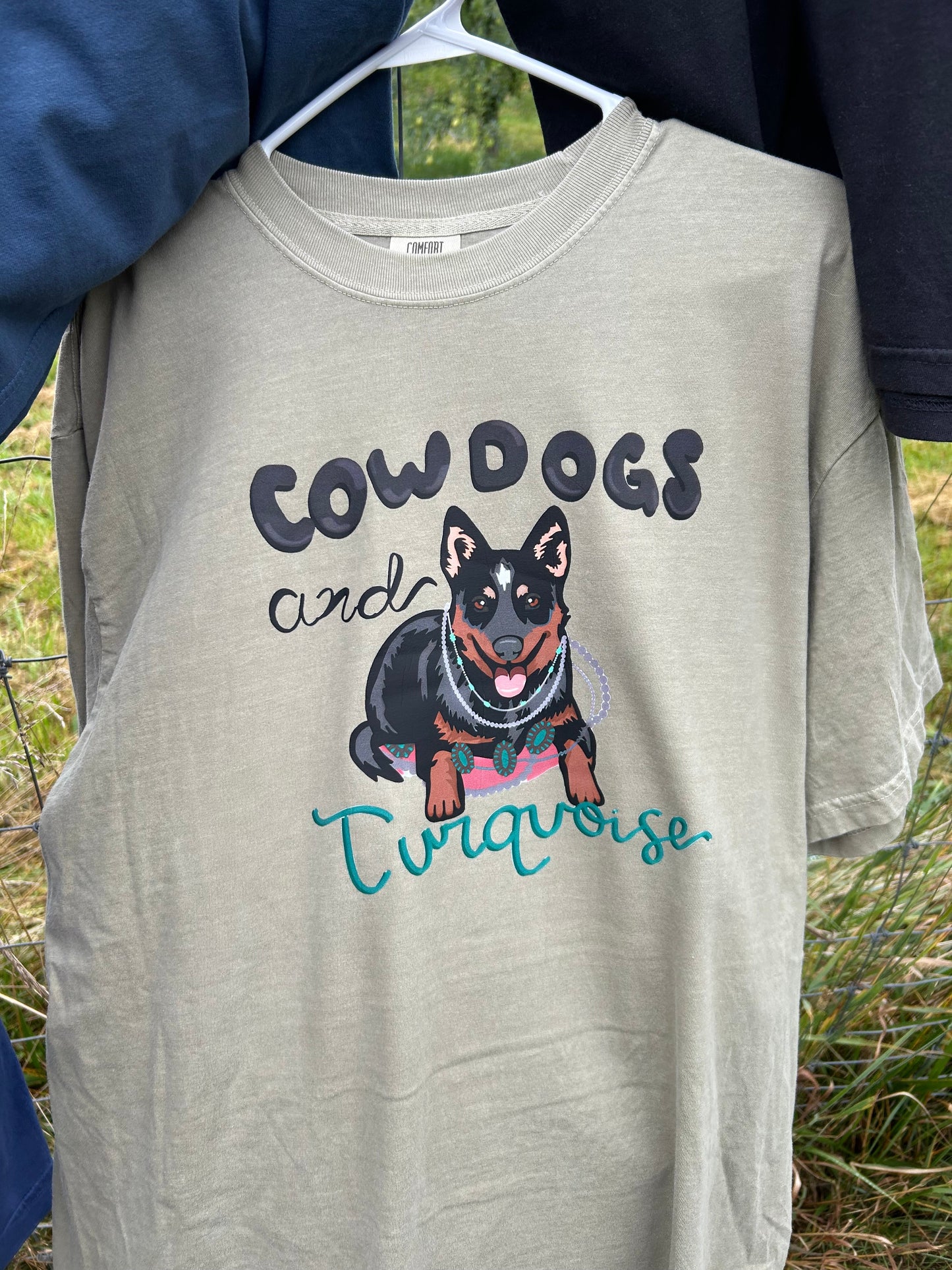 cowdogs and turquoise- cc tee