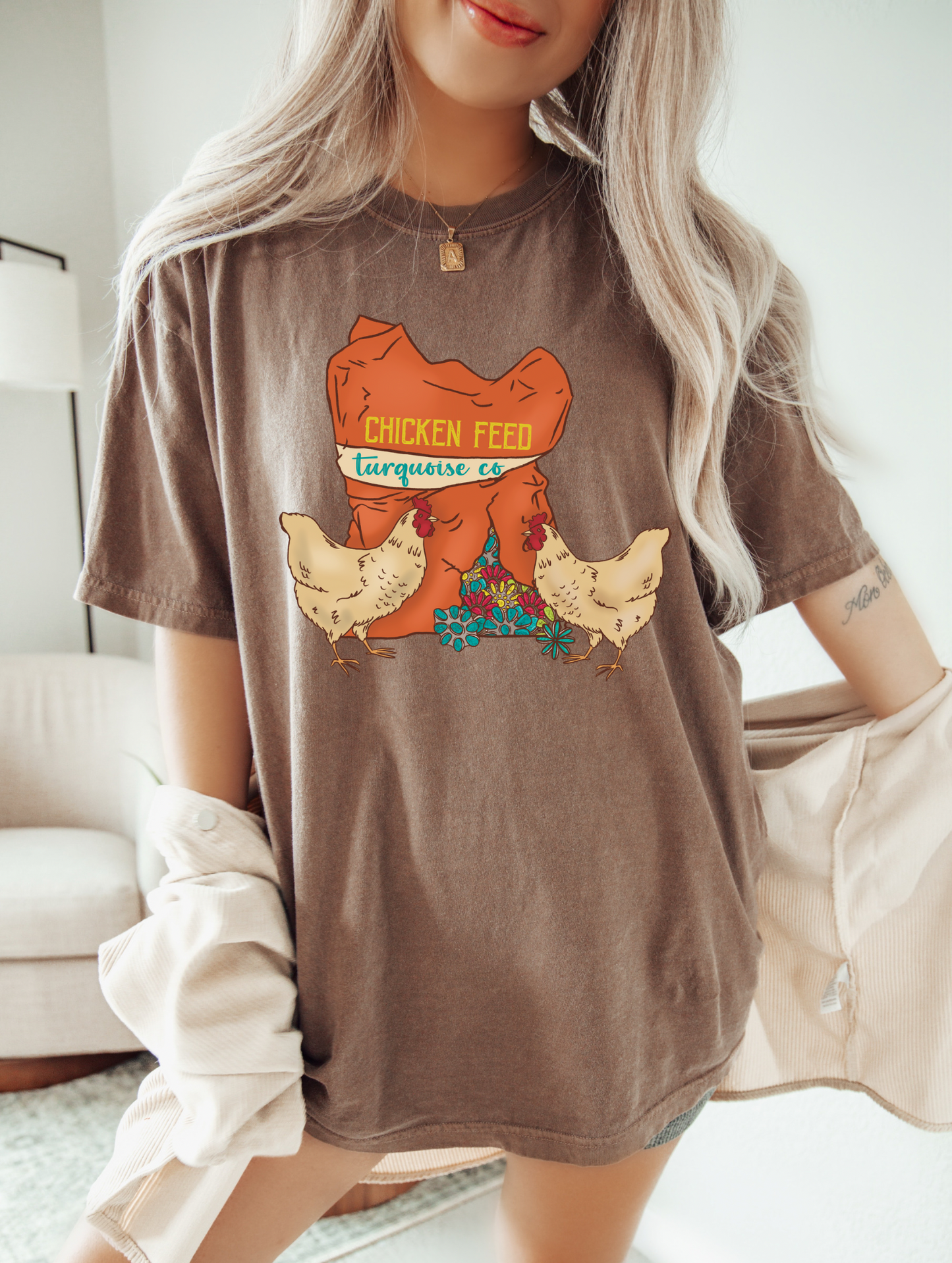 Chicken Feed Turq Co. Tee/crew