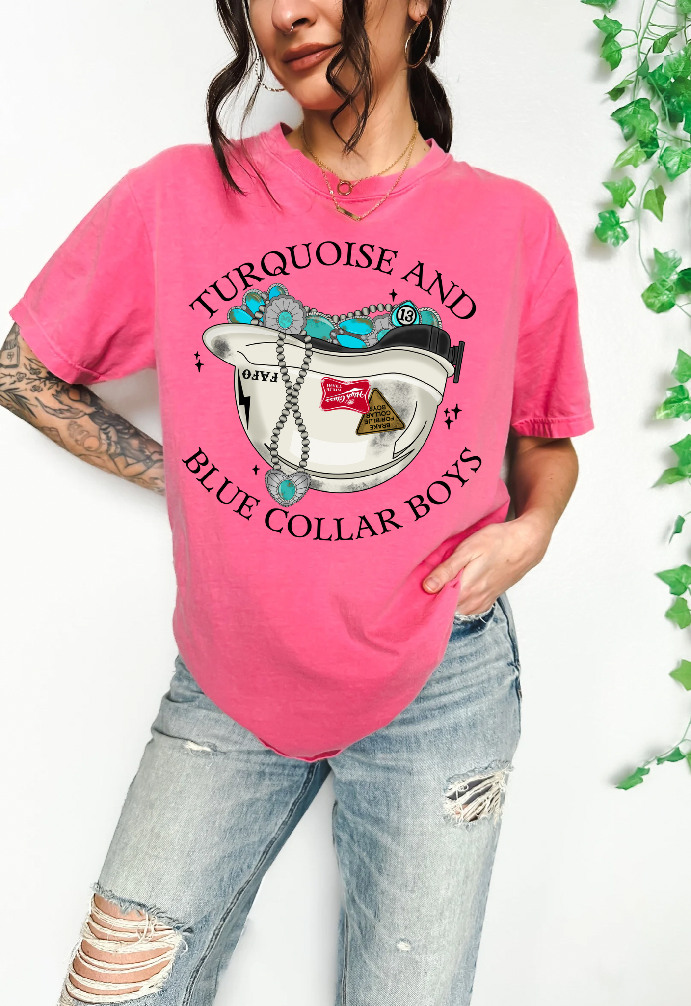 Turquoise and Blue Collar Boys Tee