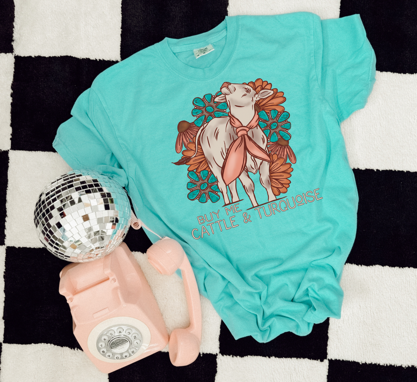 Buy me Cattle and Turquoise Tee/Crew