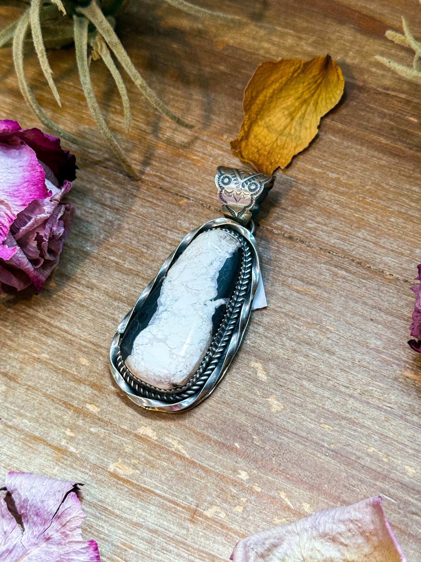White Buffalo Sterling Silver Pendant