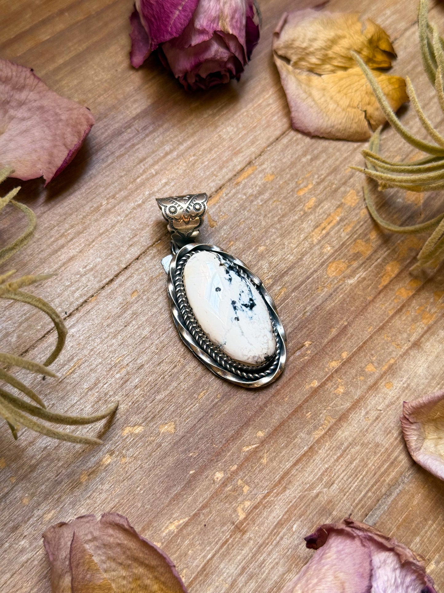 Sterling Silver White Buffalo Pendant