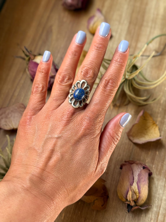 Sterling Silver Lapis Ring – Size 7.5