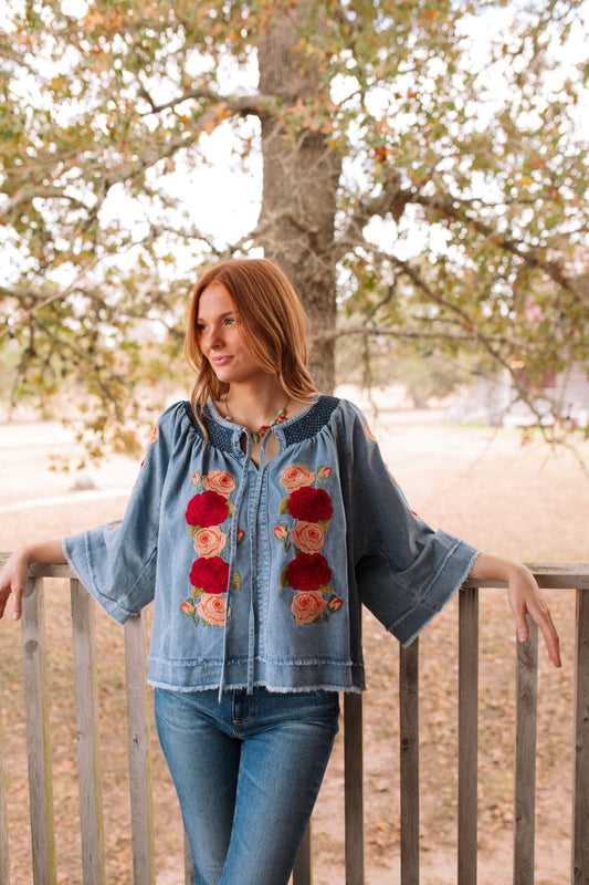 Denim and Rose Top