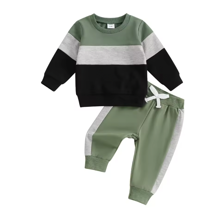 Green Black Striped Lounge Set