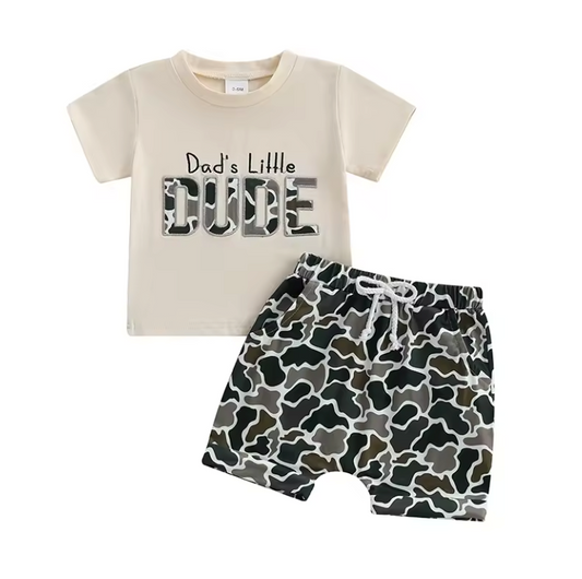 Dad's Little Dude Camo Embroidered Short Set
