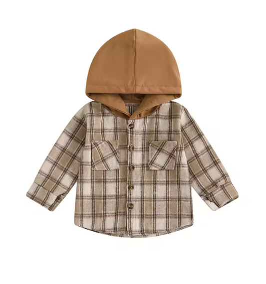 Rust Flannel hooded Shacket RTS