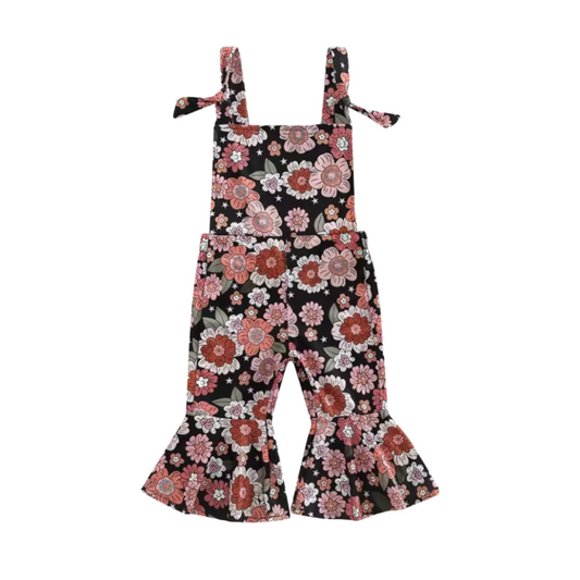 Retro Raspberry Floral Bell Jumpsuit