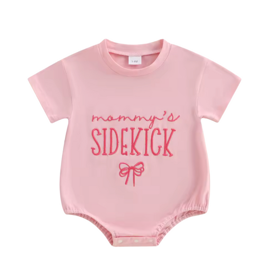 Pink Mommy's Sidekick Embroidered Romper