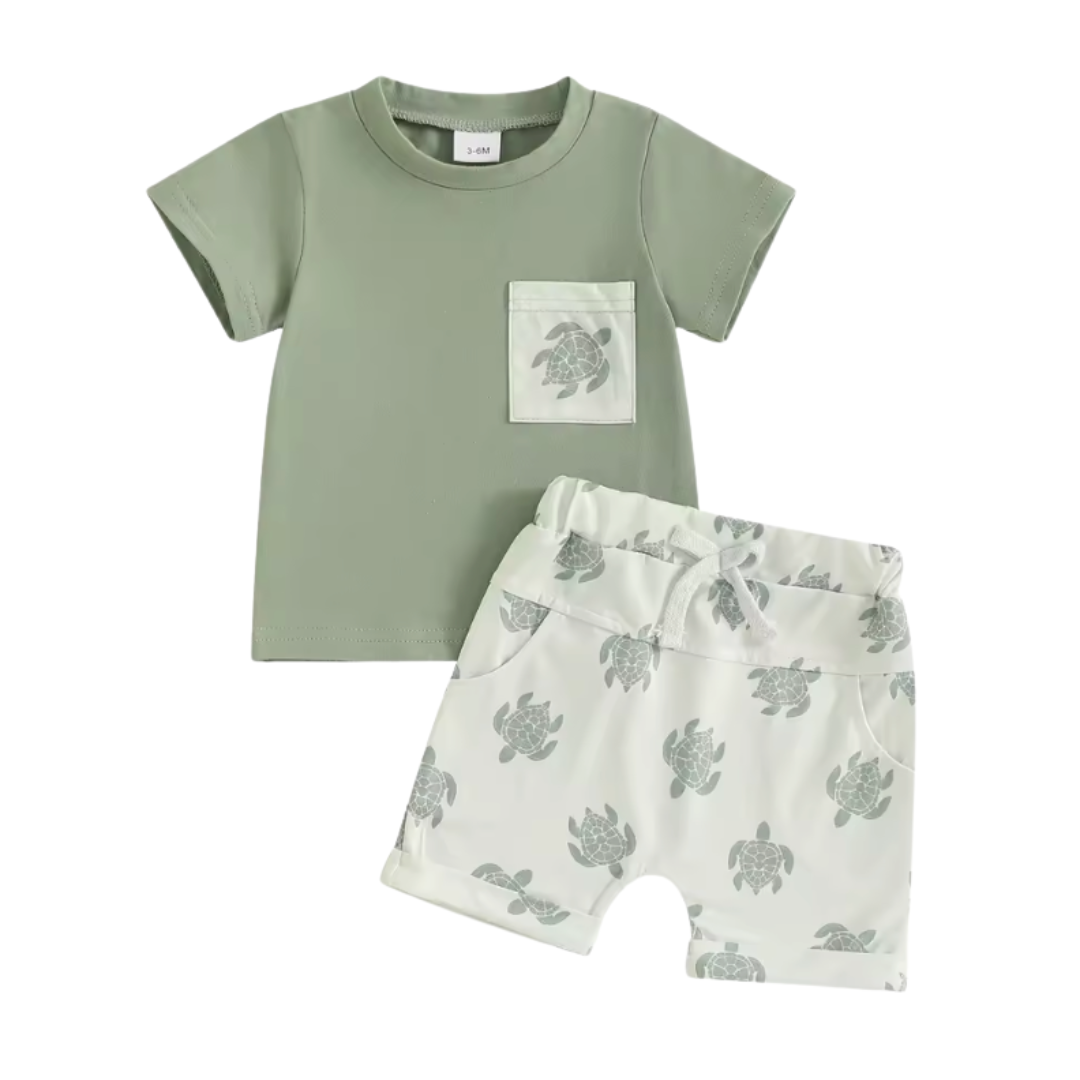 Sea Turtle Pocket Tee Short Set