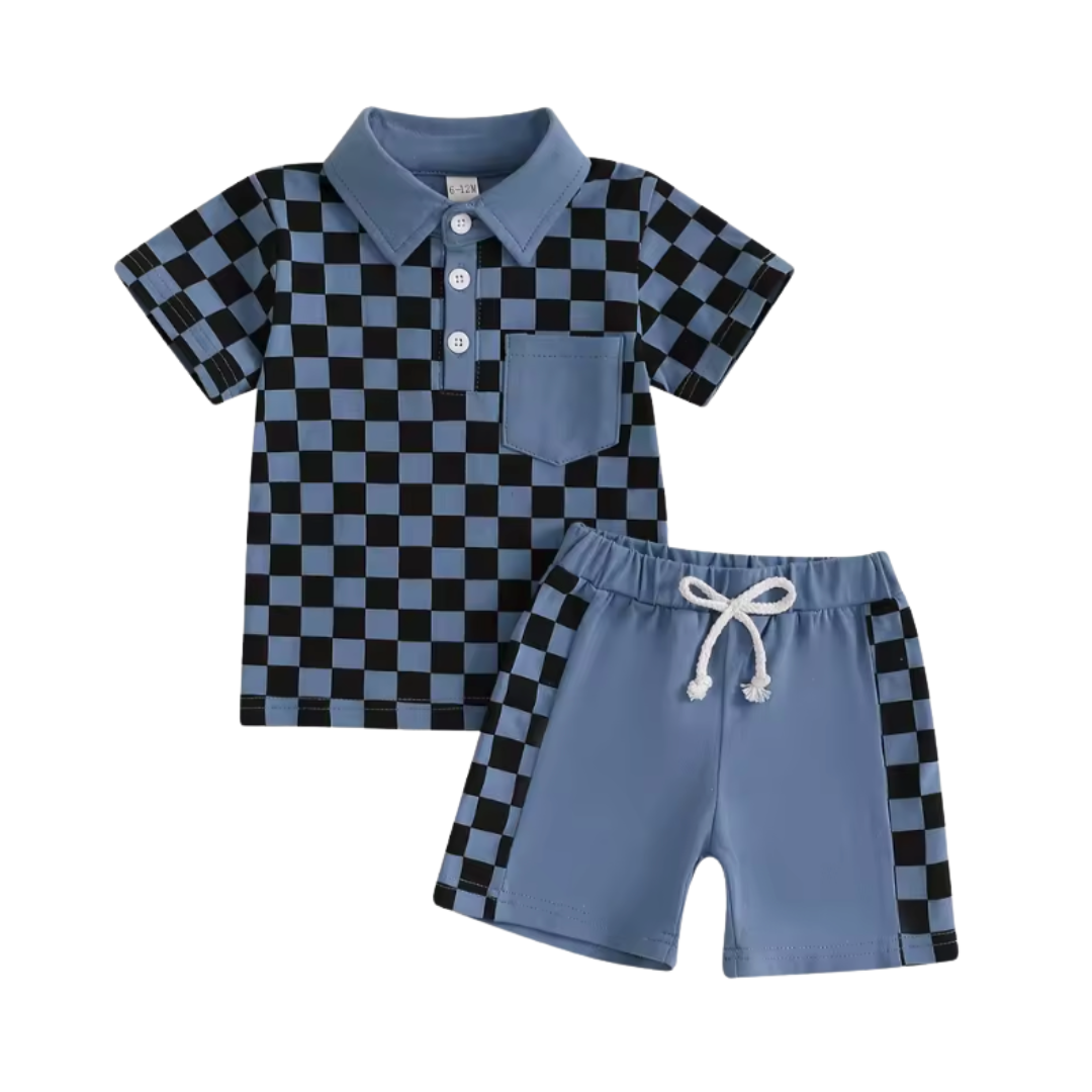 Blue Collared Chex Set