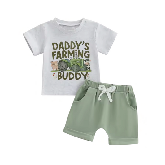 Daddy's Farming Buddy Grey Tee Short Set