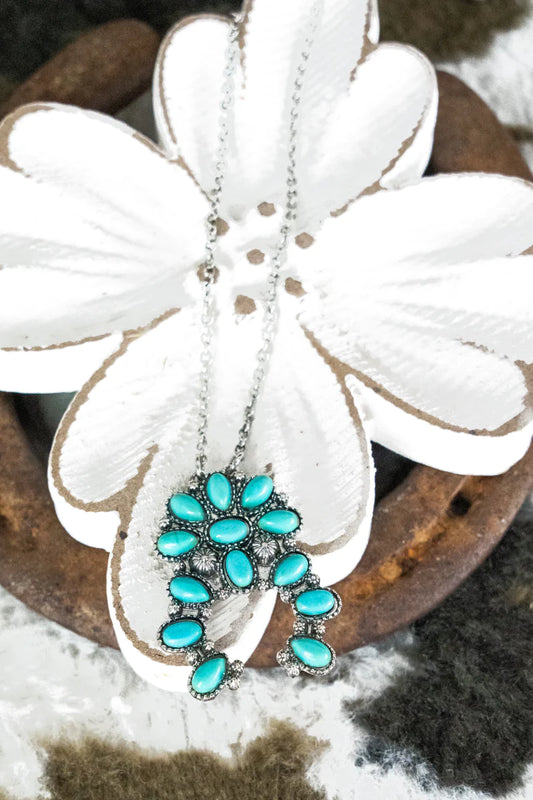 Pine Lakes Turquoise Silvertone Necklace