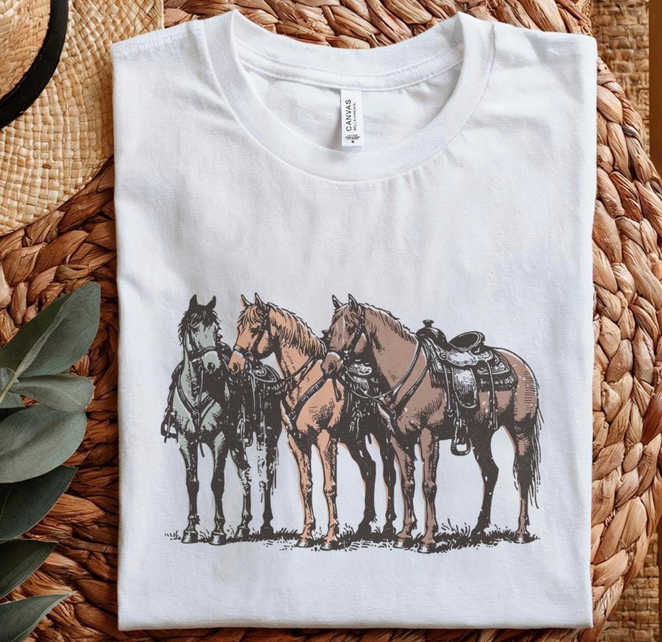 Bella Canvas Saddled Horse Trio Western Graphic Shirt