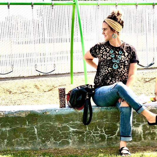 Plain Black Bleached Leopard Tee
